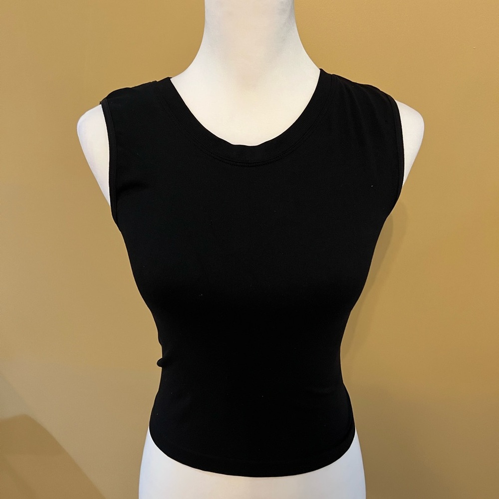 Free People Black Fitted Sleeveless Tank crop Top